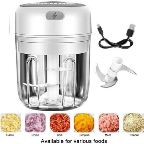 Mini hachoir électrique - Marque - Modèle - 30 W - 250ml - Blanc (1/4)