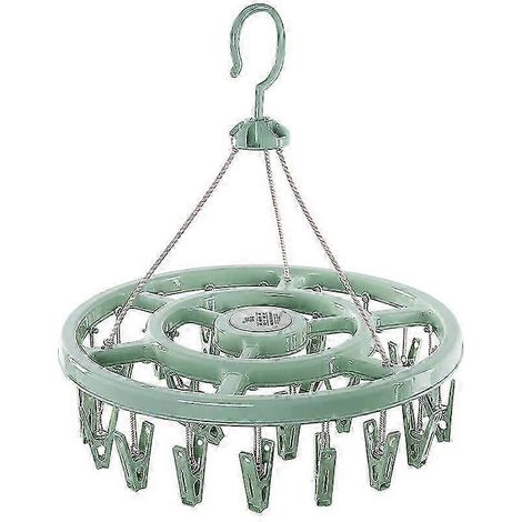 Un séchoir à chaussettes avec 24 pinces, séchoir à chaussettes portable en plastique avec crochets coupe-vent, compatible avec les sous-vêtements. (1/5)