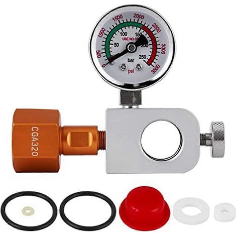 Adaptateur de remplissage CO2 avec manomètre 3500 psi, adaptateur de remplissage CO2 Soda Terra pour bouteilles de soda, bouteille de soda rose. (1/5)