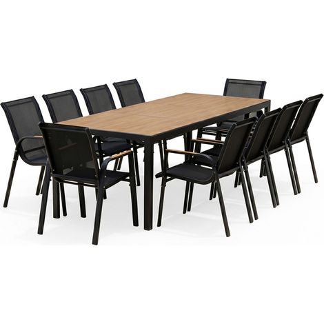 Mobili da giardino da 10 posti con tavolo effetto legno da 240 cm ESPERANCE