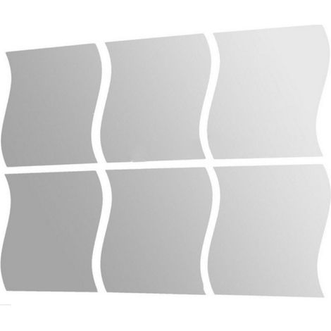 6 pièces d'autocollants muraux tridimensionnels de miroir de combinaison de vague, autocollants muraux de chambre d'enfants, autocollants muraux de miroir, nouveaux autocollants muraux (1/5)