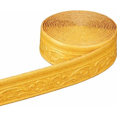 Moulures décoratives autocollantes 9,2 m – Moulure d'angle pour papier peint, plafond et mur – Moulure décorative style stuc pour intérieur – Or (1/5)