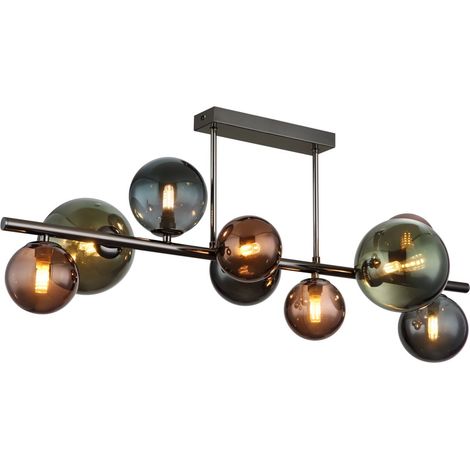 Plafonnier noir Riha Verre coloré 9 lumières - 56142-9D (1/4)