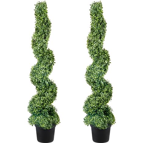Mophorn – Plante verte artificielle 1,2 m – Lot de 2 topiaires réalistes avec feuilles remplaçables – Décoration intérieure et extérieure