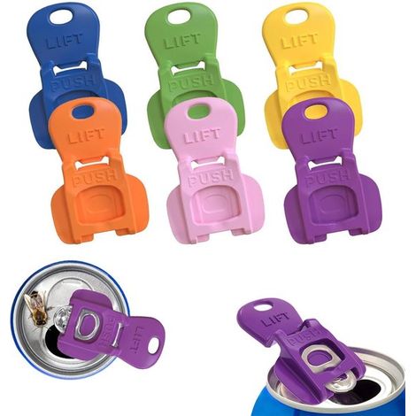 Set di 6 tappi per lattine: apri lattine e tappo in uno protegge da insetti e perdite disponibile in 6 colori riutilizzabile ecologico. (1/5)