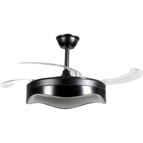 Ventilateur de Plafond LED avec Lumière Socle en Métal Pales Synthétique 3 Températures Réglage d'Intensité avec Télécommande Noir Etonia (1/5)
