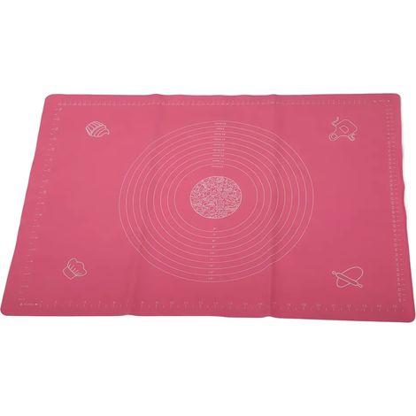 Tapis de pétrissage en silicone avec revêtement antiadhésif et graduation, accessoire de cuisine pour la pâtisserie (rose, 50 x 70 cm) (1/5)