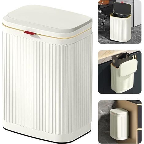 Poubelle suspendue murale en acier inoxydable – 8 litres – Antirouille et résistante aux empreintes digitales – Installation facile dans cuisine ou salle de bain (1/5)