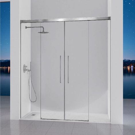 Duschfront 2 Festteile + 2 Schiebetüren PAVIA Chrom / 132-136 cm (1/5)