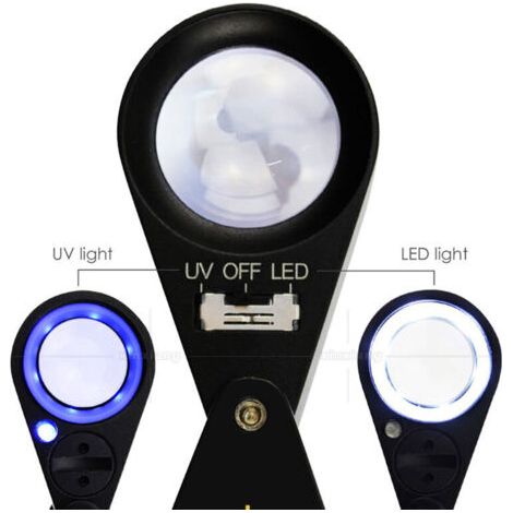 Ede 40x Loupe Bijoux Loupe LED/UV 21mm Triplet Lentille Verre Optique Poche Gem Loupe Outil Bijoutier, Timbre Philat��liste, Numismatique Numismatique