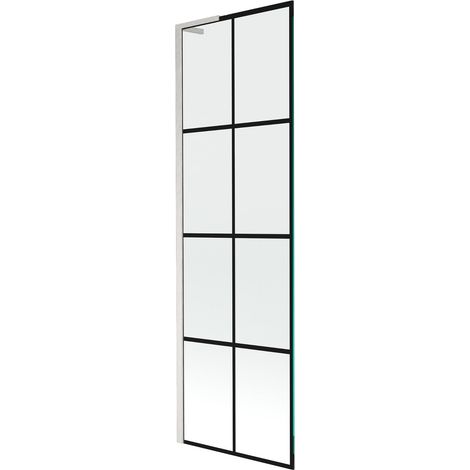 Mexen Next L mampara de baño de 1 hoja 60 x 150 cm, cuadrícula negra, níquel cepillado - 895-060-000-03-77-97 (1/5)