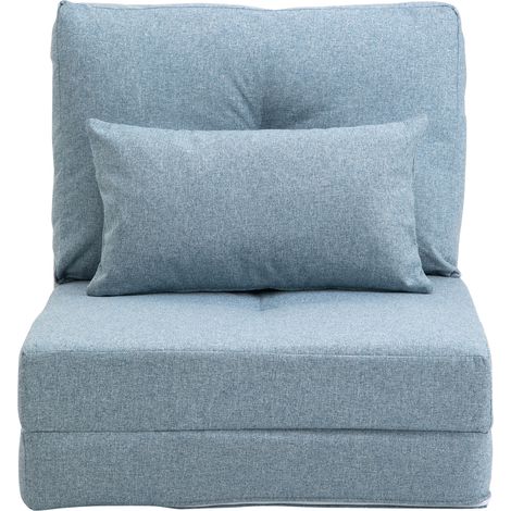 Blauer, ausziehbarer Sessel, 1-Sitzer, verstellbare Rückenlehne, mit Kissen