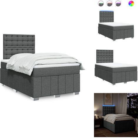 Sommier à lattes de lit avec matelas gris foncé 120x190cm tissu - Sommier À Lattes De Lit - Sommiers À Lattes De Lit - Lit - Meuble De Chambre À Coucher (1/5)