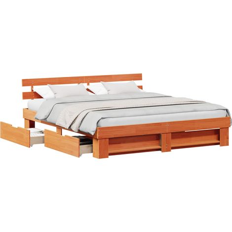 Maison Exclusive - Bettrahmen Wachsbraun 180 x 200 cm Massives Ki (1/5)