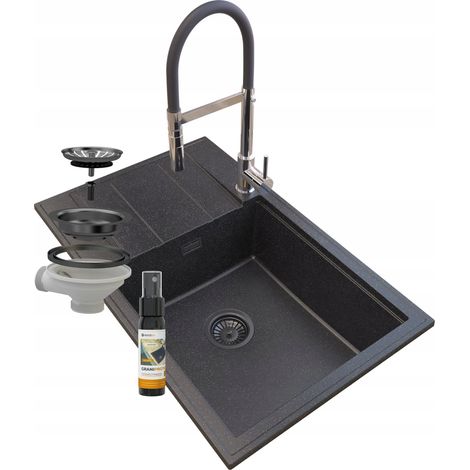 ÉVIER EN GRANIT LOUIS GRANIT SIPHON ROBINET CHROME (1/5)