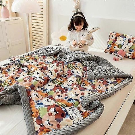 Couverture lestée pour enfants, 100 % coton, avec billes, réversible, 99 x 150 cm