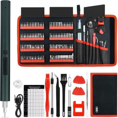 ES20 Tournevis de Précision, 137 en 1 Tournevis Electrique sans Fil avec 120 Embouts, 2 Vitesses de Couple, Visseuse Portable avec LED pour PC, téléphones, Montres, l'électroniqu-Vert Foncé (1/5)
