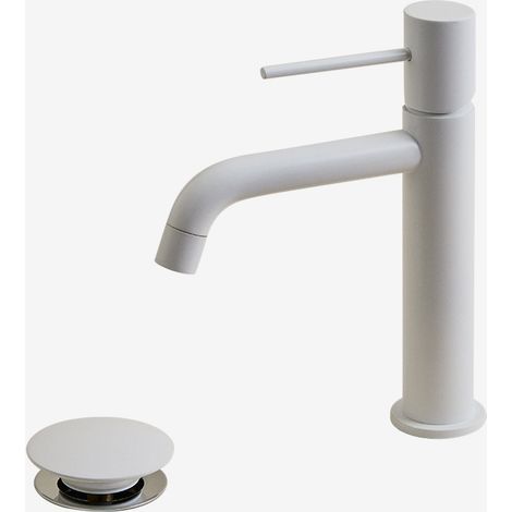SKLUM Orveta Click-Clack Messing-Waschtischarmatur und Ablaufventil-Set Weiss ↑20 cm                                 