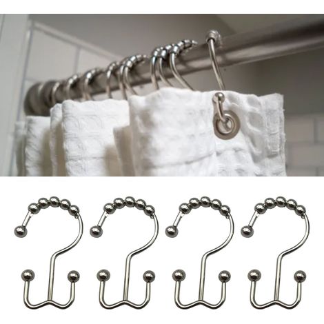 Accroches pour rideau de douche double face en métal fer, 12 pièces, résistant à la corrosion, noir (1/5)