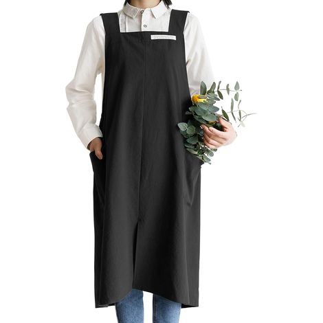 1 Tablier, Coton Lin, Dos Croisé, 2 Poches, Cuisine Jardin (1/5)