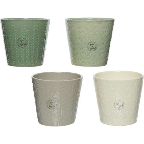 VASO IN CERAMICA 14XH12CM VERDE/BEIGE/GRIGIO