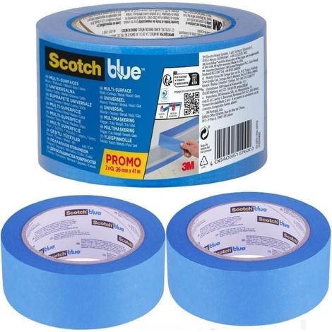 ScotchBlue Nastro di Mascheratura Multisuperficie, 2 Rotoli (36 mm x 41 m), Nastro Adesivo Multiuso Scotch per Pittura e Decorazione, per Interni ed Esterni, Alta Aderenza, PEFC 100% (1/5)