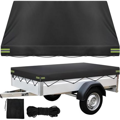 1 Bâche de remorque 214x122x13 cm Tissu Oxford 420D Imperméable avec cordon élastique pour remorque voiture (1/5)