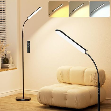 Lampadaire LED sur Pied Salon [Réglable] 18W 1800LM Lampe Salon avec Variateur Télécommande Pratique&Contrôle Tactile,Montage en 1 Min,Lampe sur Pied Adapté pour Salon,Bureau (Noir élégante (1/5)