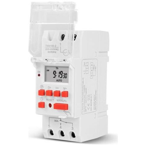Programmateur Pour Chauffe Eau Électrique, Interrupteur Horaire, Commutateur de Minuterie Numérique 30 A Affichage LCD de Minuterie 1 Seconde Programmateur Digital Relais Temporisé 220V (1/5)