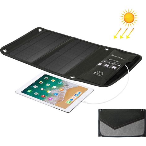 Kit panneau solaire pliable USB 14 W, conversion haute efficacité, chargeur solaire pliable, idéal pour recharger téléphones portables et batteries externes. (1/5)