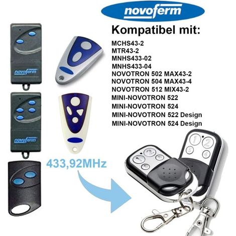 Porte de Garage Gate Transmitter Télécommande pour NOVOFERM NOVOTRON 502/504/512/522/524 Fréquence 433,92 MHz,télécommande et émetteur mural pour motorisations (2 Pieces) (1/4)