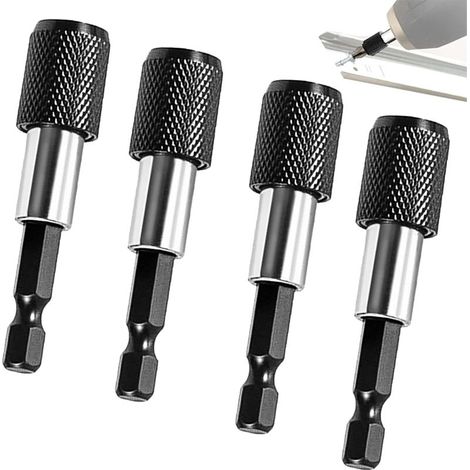 Juego de 4 portapuntas magnéticos, portapuntas para destornillador de impacto de 60 mm (1/4"), portapuntas magnético para destornillador con vástago hexagonal, extensión magnética para destornillador, (1/5)