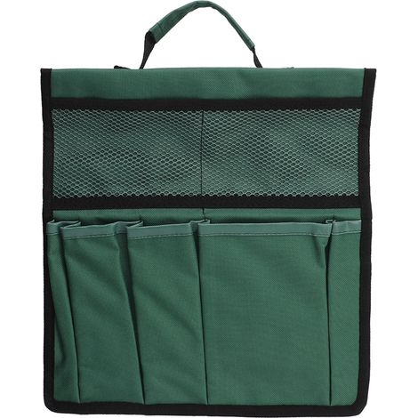 Sac à outils de jardin en tissu Oxford 600D, pliable et portable, avec de multiples poches pour l'extérieur, noir et vert. (1/5)