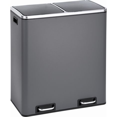 SVITA TM2X30 Treteimer 60 Liter Abfalleimer Küchen-Ordnung Grau