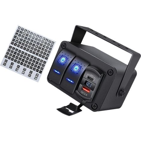 Panneau d'interrupteurs à bascule en métal avec barre lumineuse LED pour camping-car, quad et SSV (1/5)