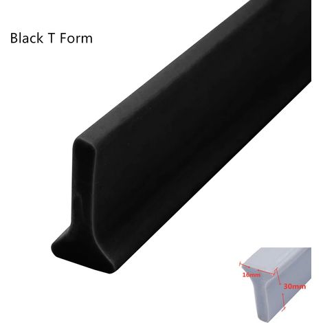 (Black T Form-about 50cm) Water Shower Dam Bathroom Water Stopper Silicone Retaining Strip Flood Barrier Dry And Wet Separation Blocker (1/4)