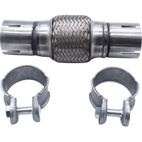 Tuyau flexible universel de réparation tube en Y pour échappement + 2 colliers de serrage pour 50 x 100mm/208mm argenté (1/3)