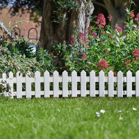 4 x Smart Garden White Picket Fence Path Border Lawn Plant Beds Edging (1/2)