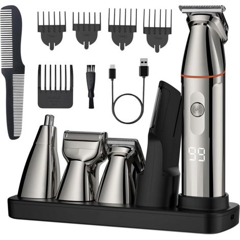 Regolabarba, Tagliacapelli da uomo, Kit per la cura della barba da uomo 5 in 1, Set regolabarba da uomo, Rasoio di precisione, Regolabarba di precisione (1/4)