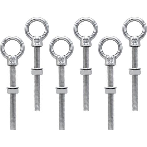 M8 x 80 mm Ringschrauben, M8 Ringschraube mit metrischem Gewinde, Edelstahl zum Befestigen und Aufhängen, 6 Stück (1/5)