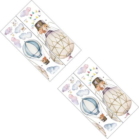 2 Feuilles Autocollants Muraux Animaux Cartoons Auto Adhésifs pour Décoration de Chambre Garçon Fille Stickers Colorés et Amusants pour Mur de Nourrissons et Garderies (1/5)