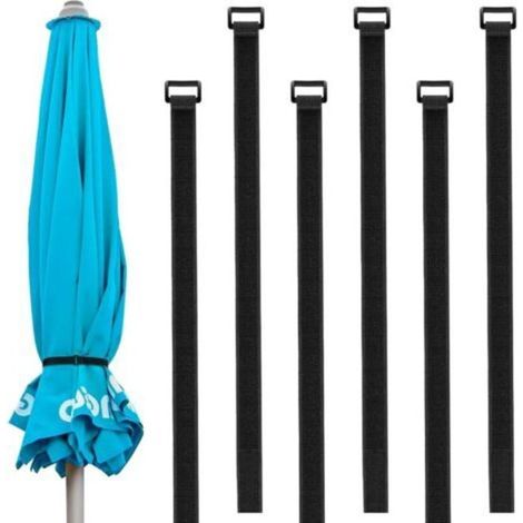 Sangles de fixation réutilisables pour parasol de patio – Lot de 6, réglables, résistantes et polyvalentes