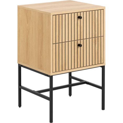 Table de chevet 2 tiroirs effet tasseaux design moderne BAÏKAL (1/5)