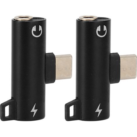 2 Pièces Adaptateur USB-C vers Jack 3.5mm, Double Fonction Écoute et Charge Simultanée, Connexion Audio Type-C, Matière ABS Résistant, Noir