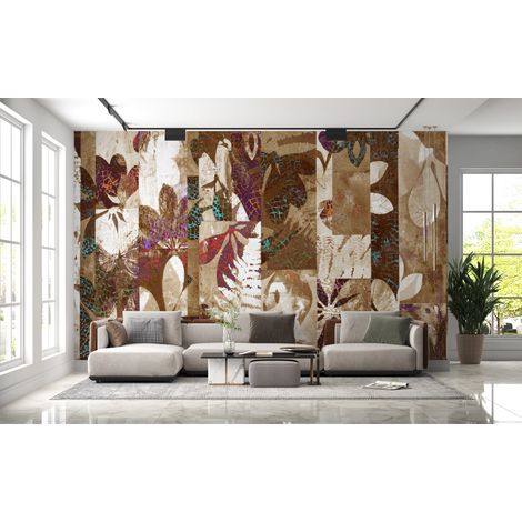 Papier peint nature feuillage et fougeres dorees style dantan - 150 x 250 cm (1/2)