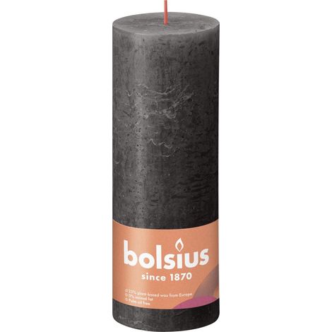 Bolsius Rustik Stumpenkerze stürmisches grau, Höhe 19 cm, Ø 6,8 cm Stumpen- und Kugelkerzen