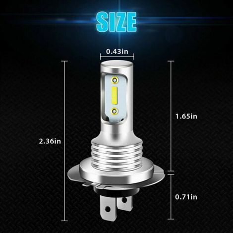 2 Ampoule H7 LED, 1000 LM, 6000K Blanc, IP68 Étanche, Kit Conversion Plug and Play, Véhicule (1/4)