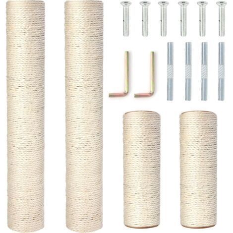Griffoirs de Rechange en Sisal Naturel pour Chat - Diamètre 7cm- avec M8 Vis incluses- White (40cm+40cm+20cm+20cm) (1/5)