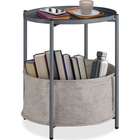 Table d'appoint en acier et polyester 45,5 x 53 cm gris foncé (1/5)