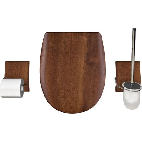Pack accessoires WC Set OLFA "Chêne Rustique Mat" en descente manuelle (1/3)